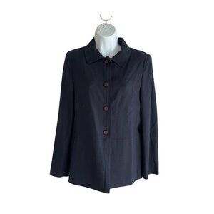 Worldly Things By Kamanta Button-Up Black Wool Blend Jacket Size 14 (44) 18m